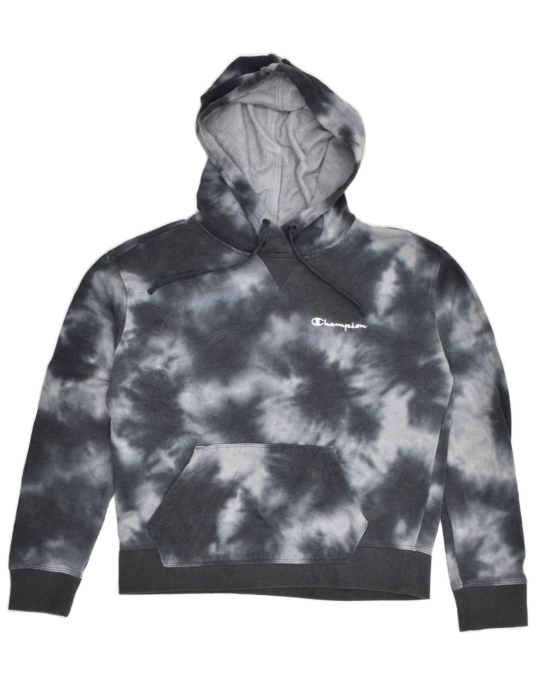 CHAMPION Womens Hoodie Jumper UK 8 Small Grey Tie Dye Cotton | Vintage Champion | Thrift | Second-Hand Champion | Used Clothing | Messina Hembry 