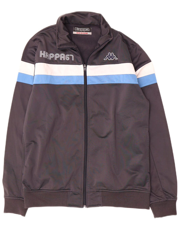 Kappa Herren-Trainingsanzugoberteil mit Grafik, mittelgraues Farbblock-Polyester