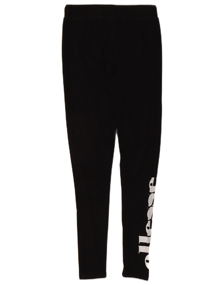 Ellesse Womens Graphic Leggings UK 10 Small Schwarz Baumwolle