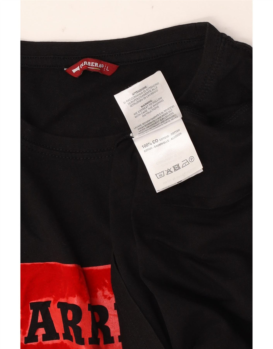 Carrera Herren-T-Shirt mit Grafik, Größe L, aus schwarzer Baumwolle