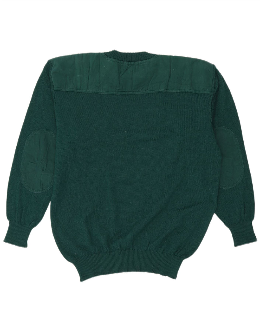 Vintage Herren Pullover mit Rundhalsausschnitt, groß, grüne Schurwolle