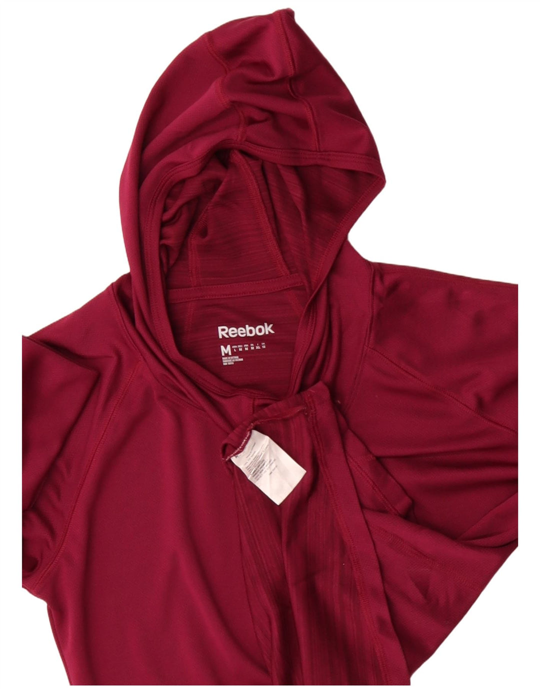 Reebok Herren-Kapuzenoberteil, langärmelig, mittleres Burgunderrot, Polyester
