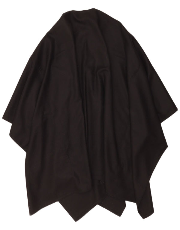 Vintage Asymmetrischer Poncho-Pullover für Damen, Einheitsgröße, schwarze Wolle