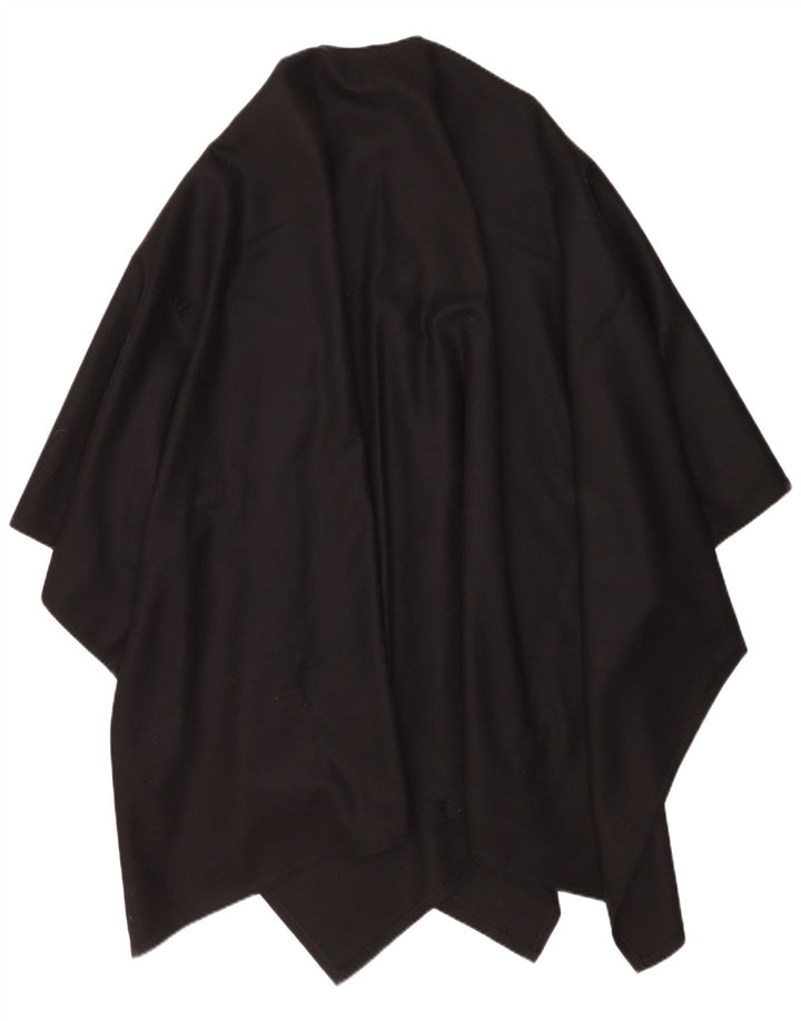 Vintage Asymmetrischer Poncho-Pullover für Damen, Einheitsgröße, schwarze Wolle