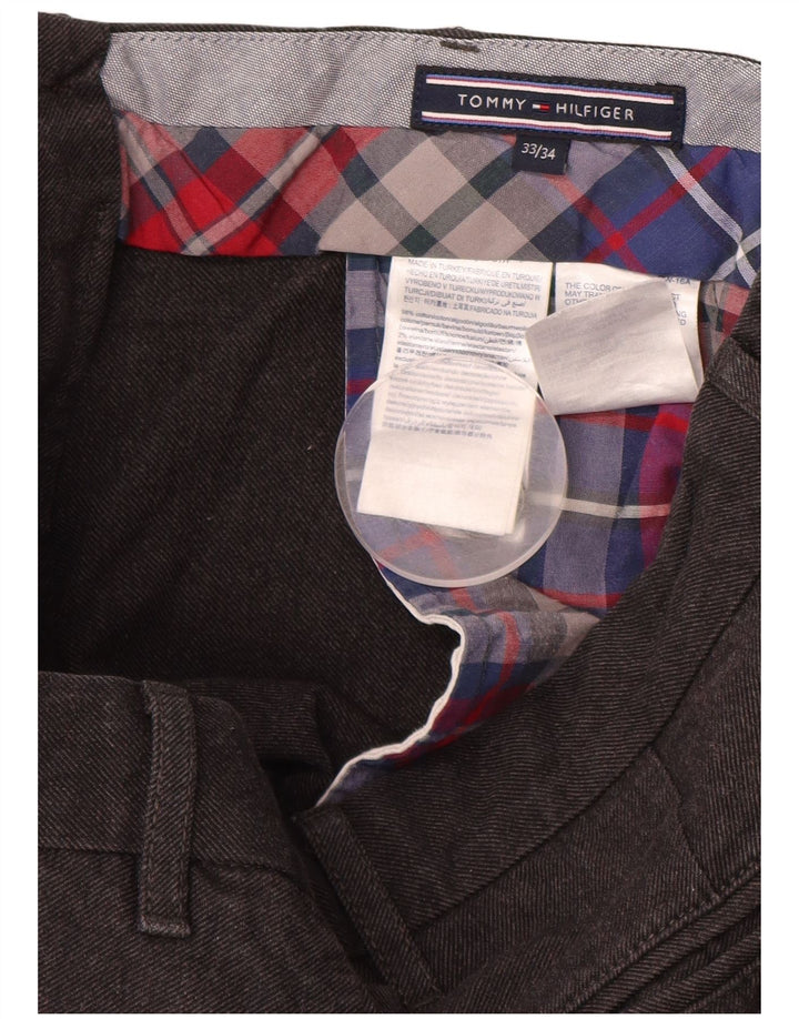 TOMMY HILFIGER Herren Slim Chinohose W32 L32 Graue Baumwolle