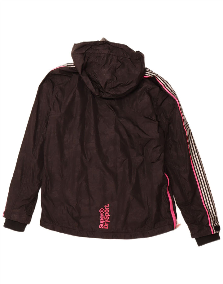 SUPERDRY Anorakjacke mit grafischer Kapuze für Damen, UK 8, Größe S, schwarzes Nylon