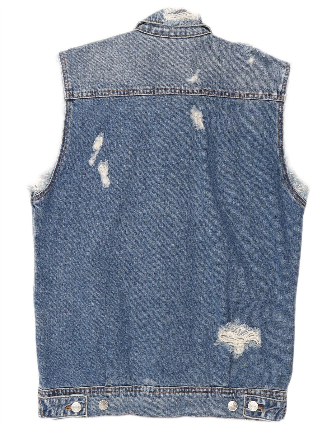 Zara Herren Distressed Denim Gilet UK 36 Small Blaue Baumwolle