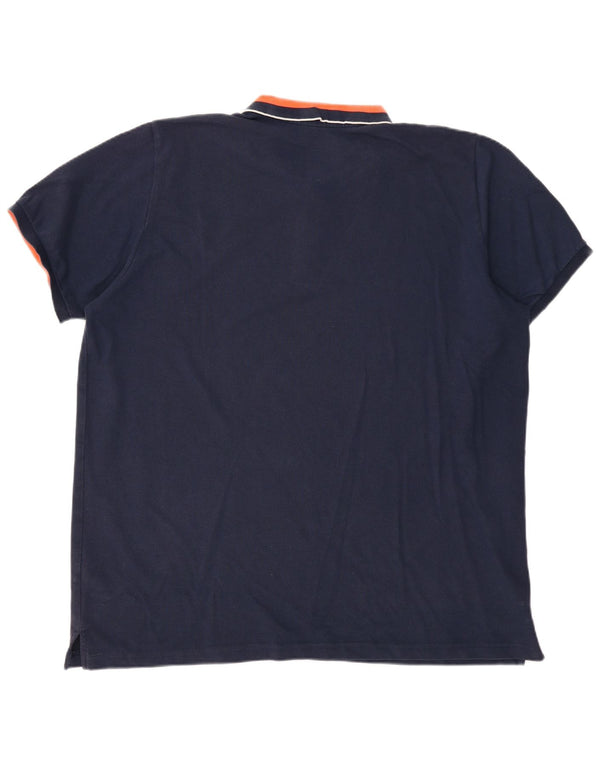 ADIDAS Herren Poloshirt 3XL Marineblau Colourblock Baumwolle