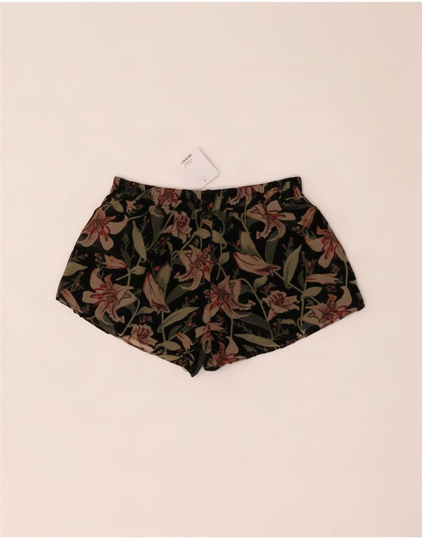 Topshop Damen Shorts UK 8 Small W27 Schwarz geblümte Viskose