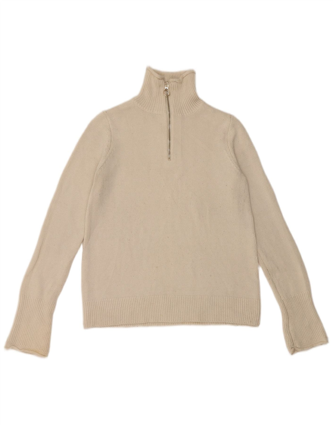 Zara Damen-Pullover mit Reißverschluss am Hals, Größe 44, Weiß