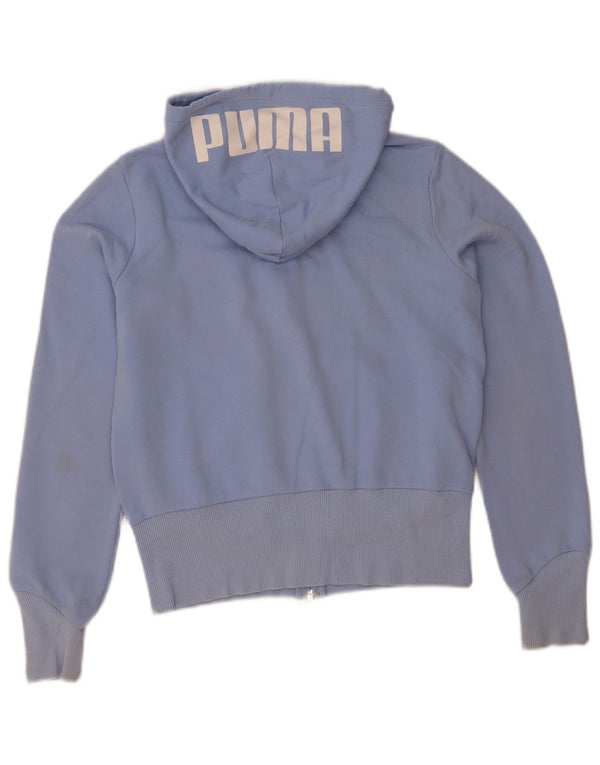 Puma Womens Graphic Crop Zip Hoodie Pullover UK 10 Small Blau Baumwolle
