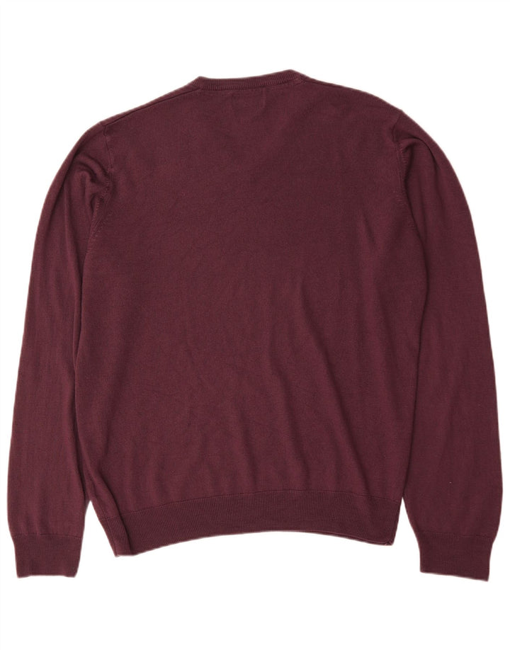 Marks & Spencer Herren-Pullover, reguläre Passform, V-Ausschnitt, Größe L, Burgunderrot