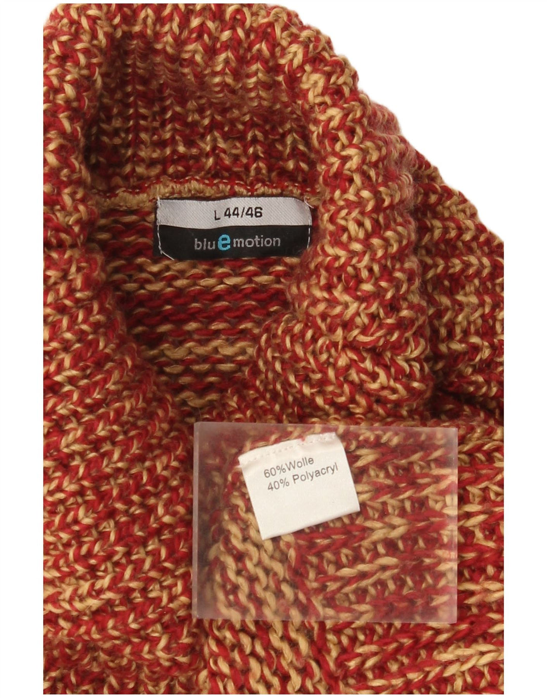 Blue Motion Rollkragenpullover für Damen, UK 16, Größe L, Rot meliert
