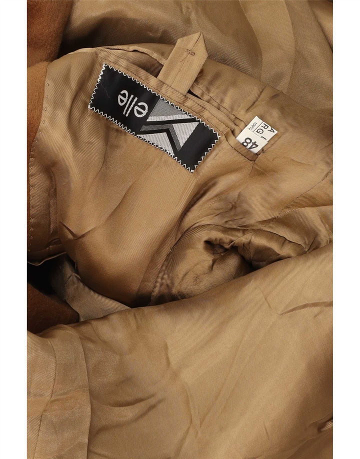Elle Damen Zweireihiger Mantel 2XL Braune Wolle