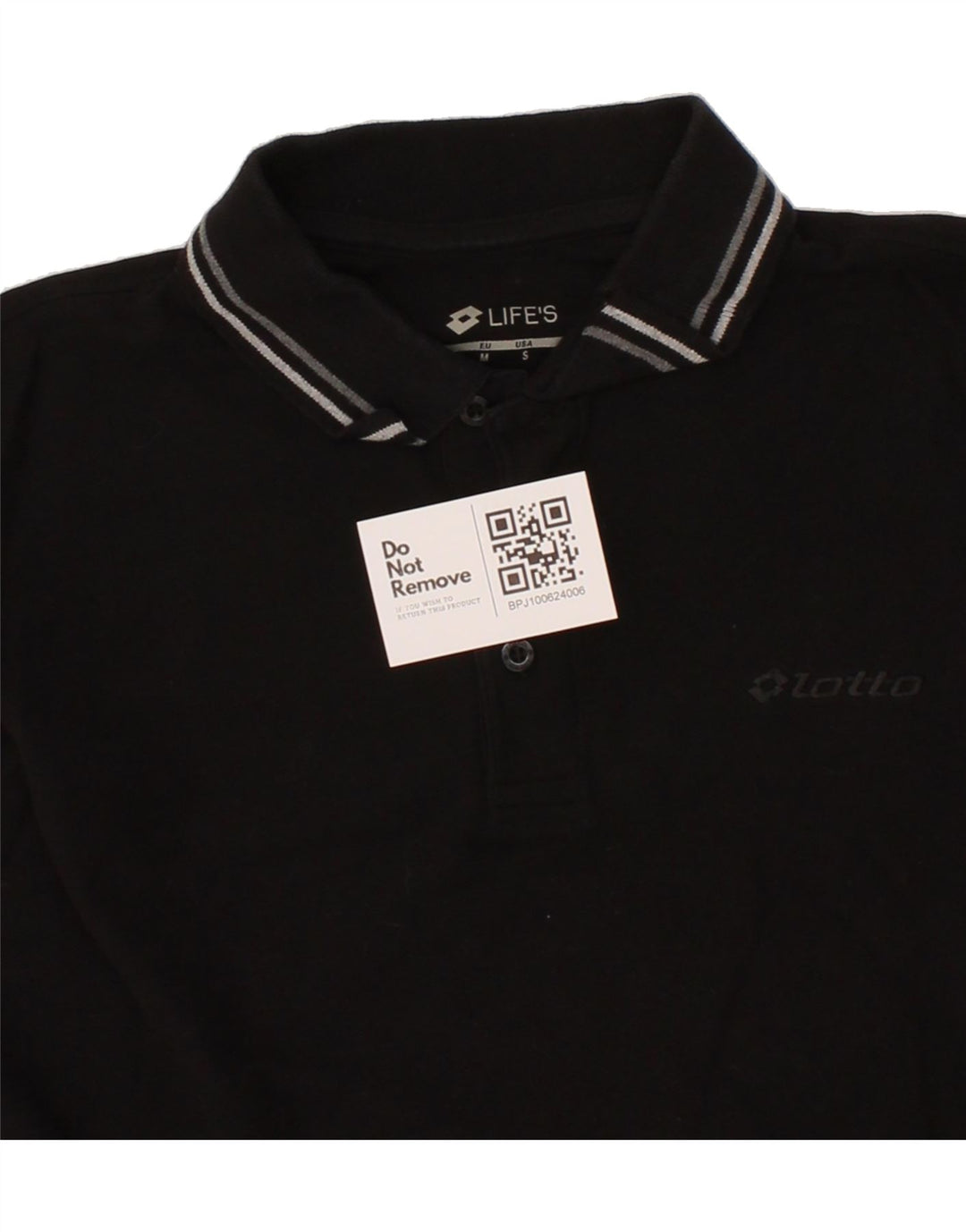 LOTTO Mens Polo Shirt Medium Black Cotton Vintage Lotto and Second-Hand Lotto from Messina Hembry 