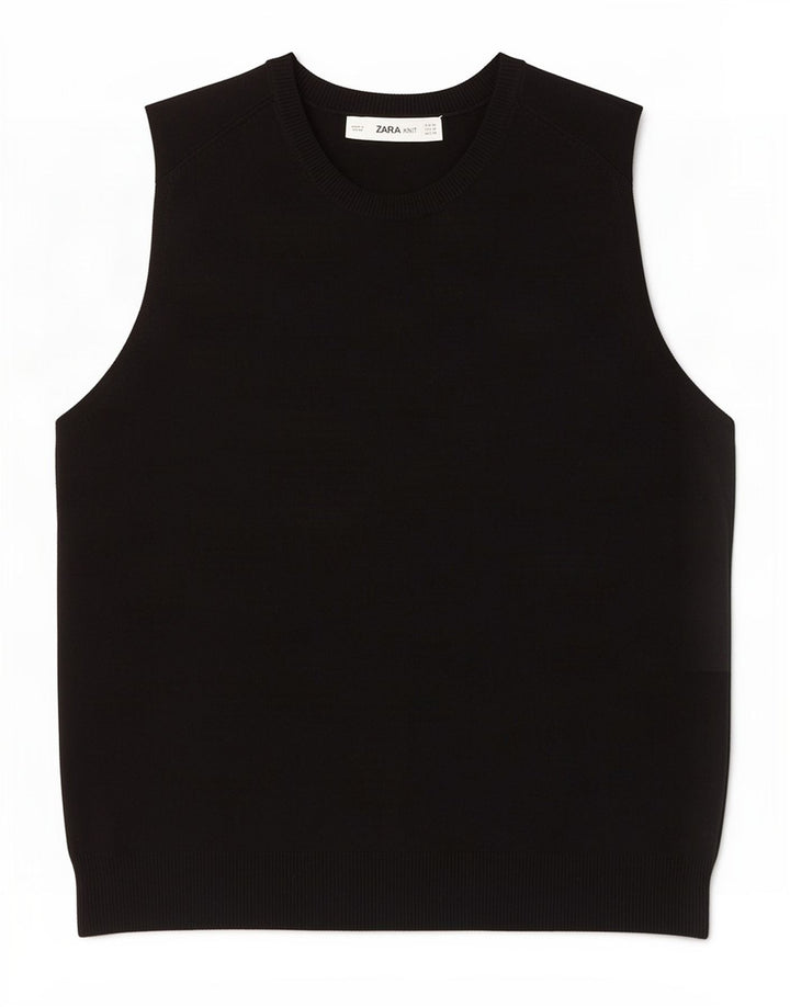 Zara Damen Weste Tank Top UK 12 Medium Schwarz Viskose