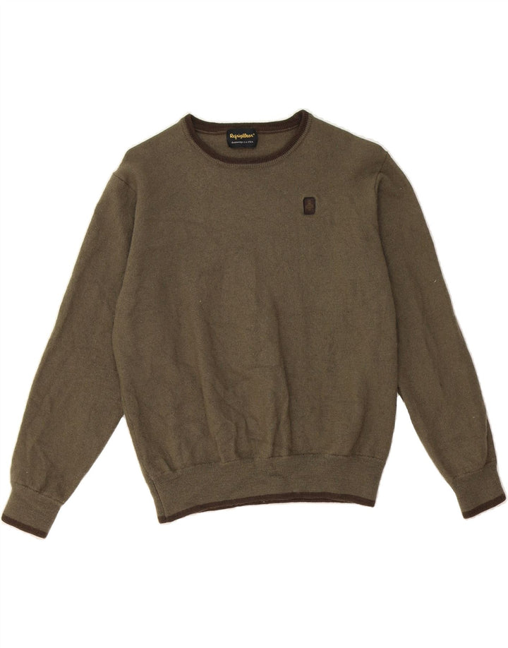REFRIGIWEAR Boys Crew Neck Jumper Sweater 15-16 Years Khaki Vintage Refrigiwear and Second-Hand Refrigiwear from Messina Hembry 