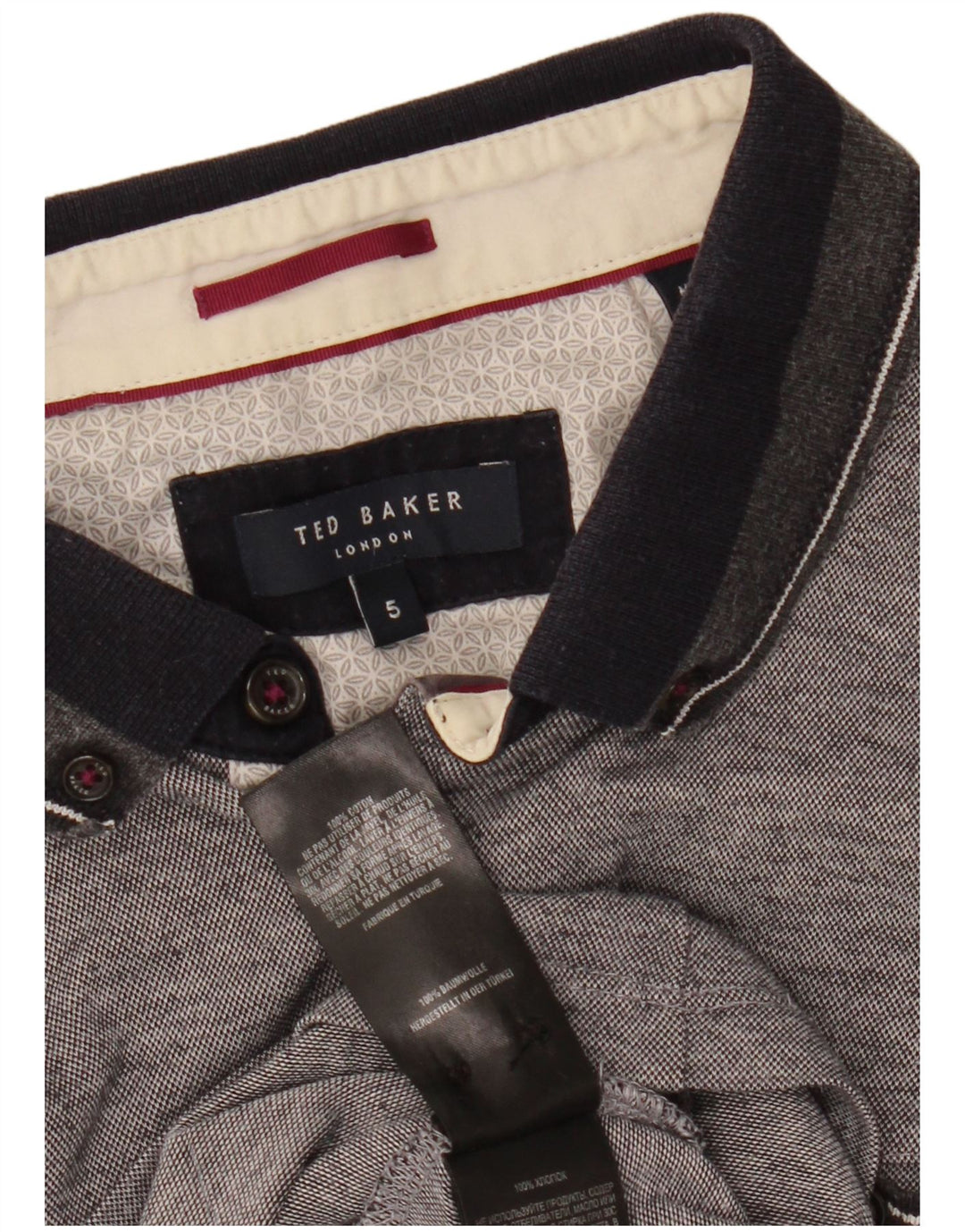 TED BAKER Herren-Poloshirt, Größe 5, XL, grau gefleckte Baumwolle