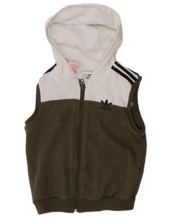 Adidas Jungen Kapuzenpullover mit grafischem Reißverschluss, 2–3 Jahre, Khaki, Farbblock