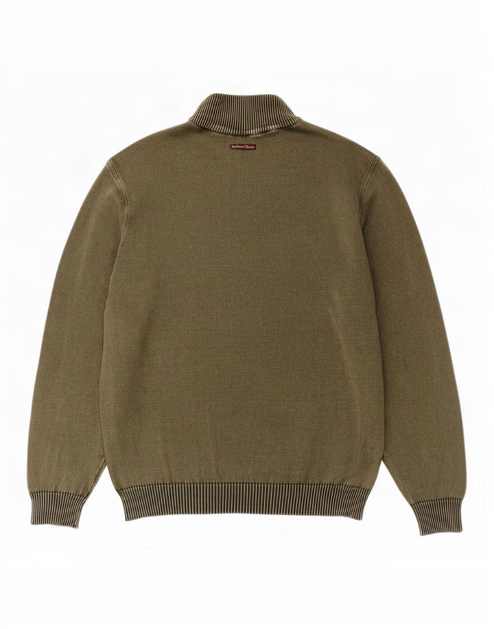 Marlboro Classics Herren-Pullover mit Reißverschluss am Hals, 2XL, Khaki, Baumwolle