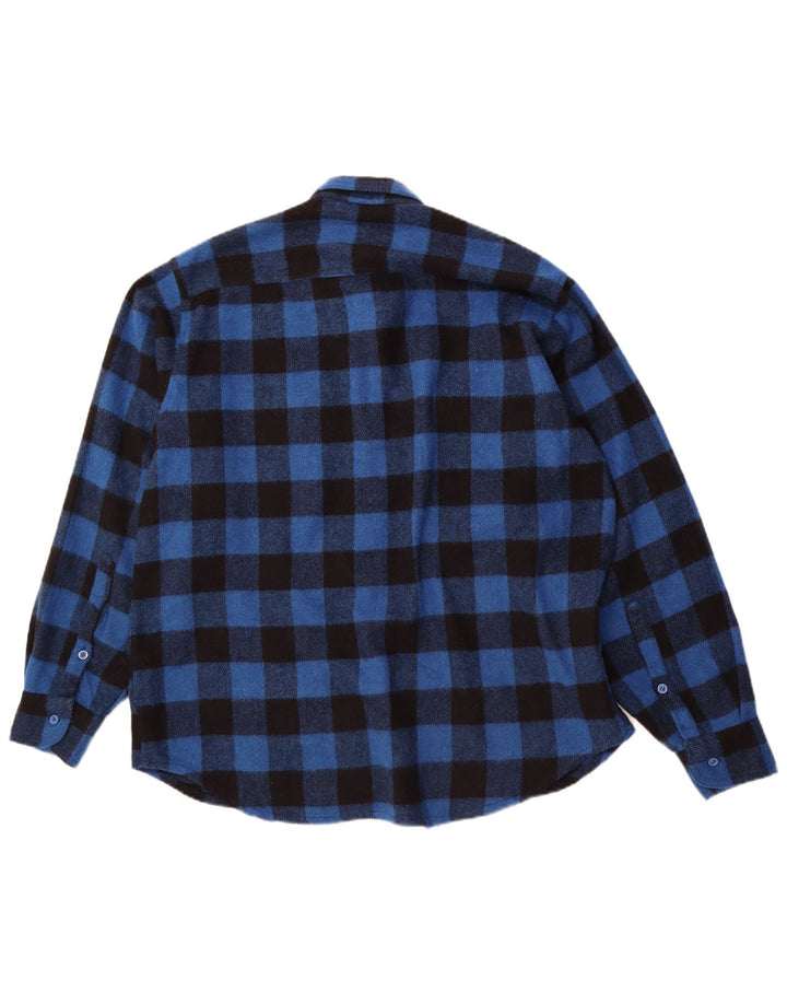 BENETTON Herren-Lumberjack-Flanellhemd, großes blaues Gingham-Muster
