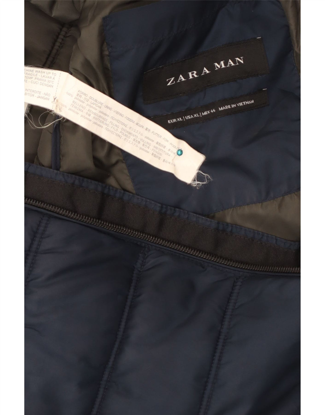 ZARA Herren Wattierte Weste UK 42 XL Marineblau Polyester