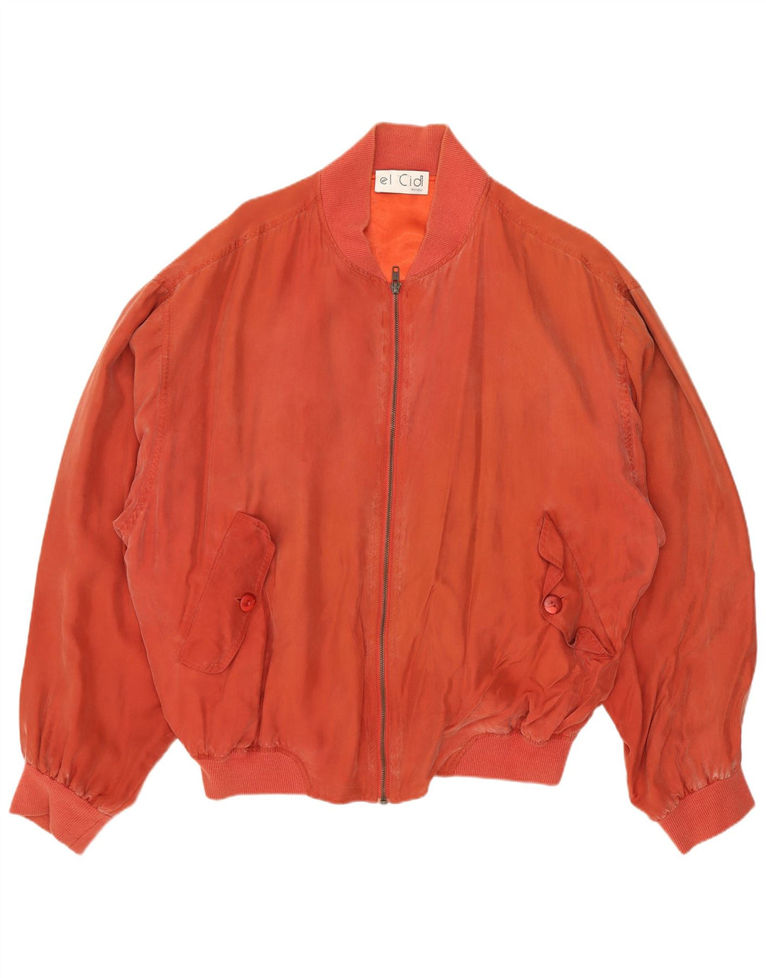 Vintage Herren Bomberjacke UK 40 Große Orange Seide