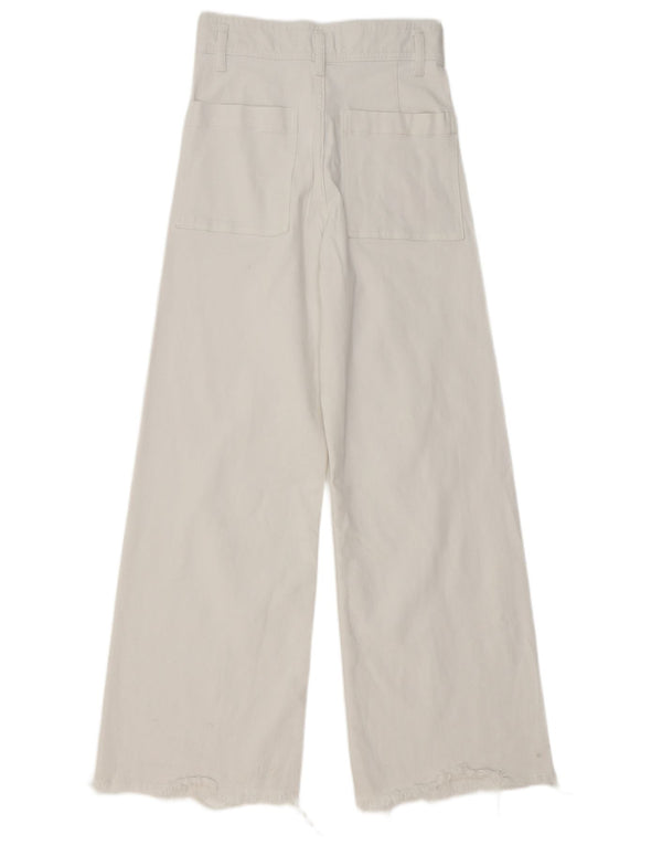 Zara Damen High Rise Wide Leg Jeans EU 36 XS W26 L29 Weiß