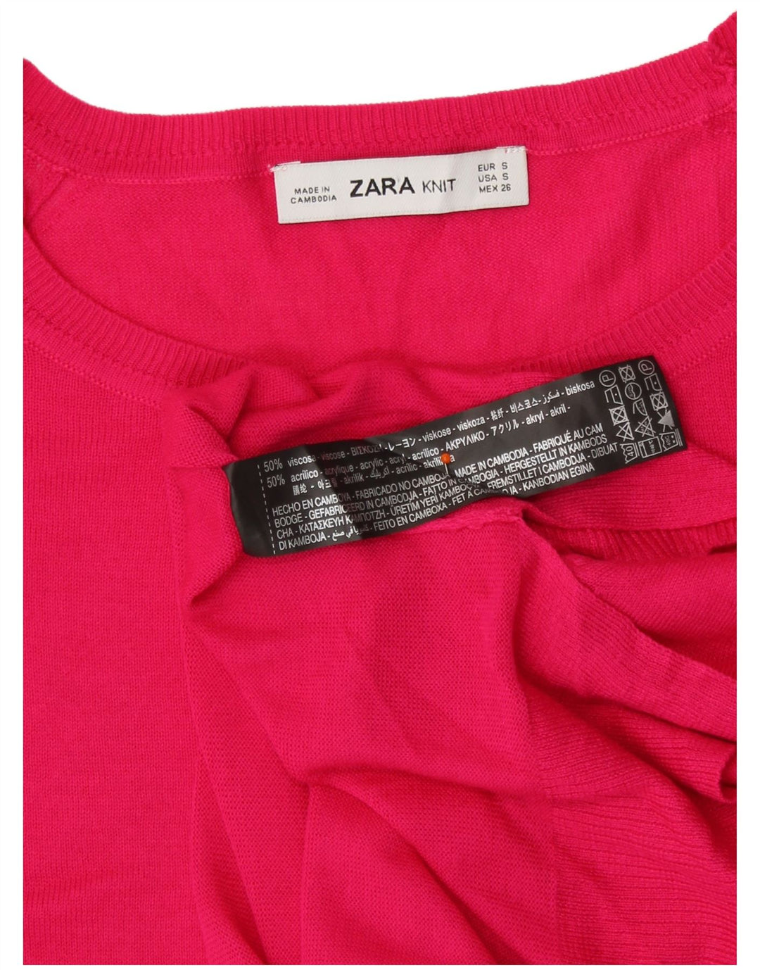 Zara Damen-Pullover, übergroß, Rundhalsausschnitt, Gr. 10, Größe S, rosa, Viskose