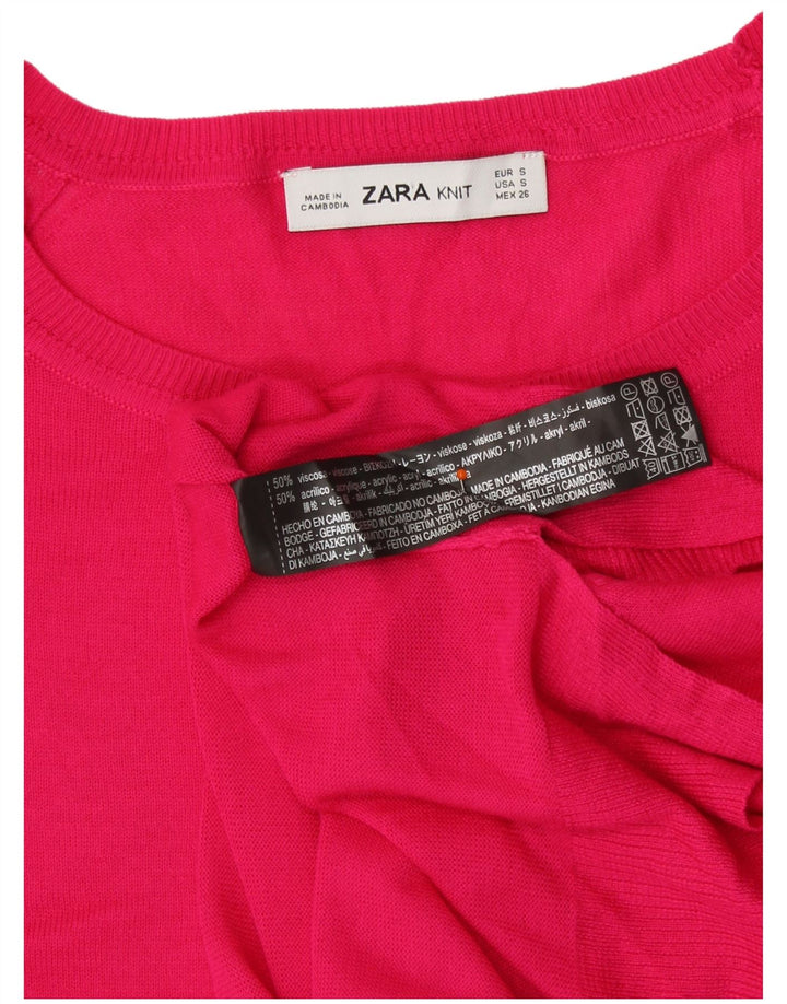 Zara Damen-Pullover, übergroß, Rundhalsausschnitt, Gr. 10, Größe S, rosa, Viskose
