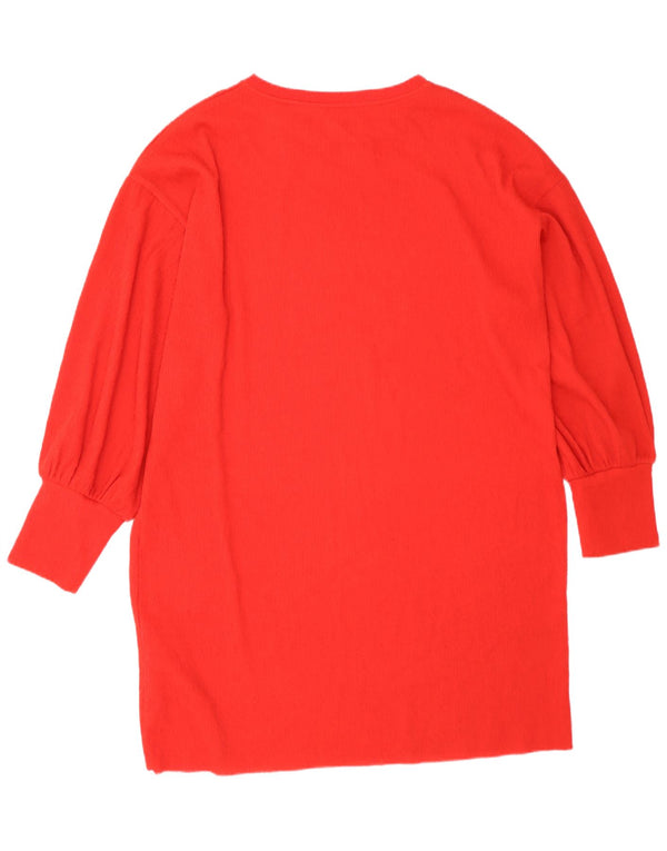 Zara Damen-Langarm-Übergröße-Zeltkleid UK 16 Large Rot Polyester