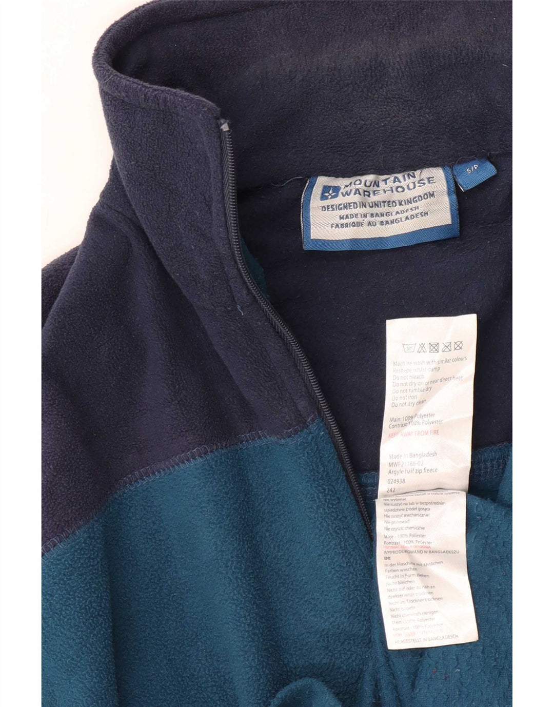 Mountain Warehouse Herren-Fleecepullover mit Reißverschluss am Kragen, Größe S, Marineblau, Farbblock