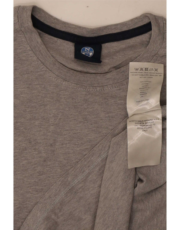 North Sails Herren-T-Shirt-Oberteil aus mittelgrau gefleckter Baumwolle