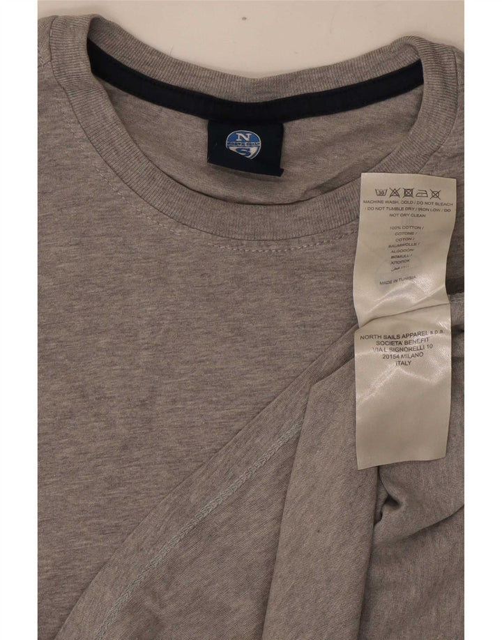 North Sails Herren-T-Shirt-Oberteil aus mittelgrau gefleckter Baumwolle