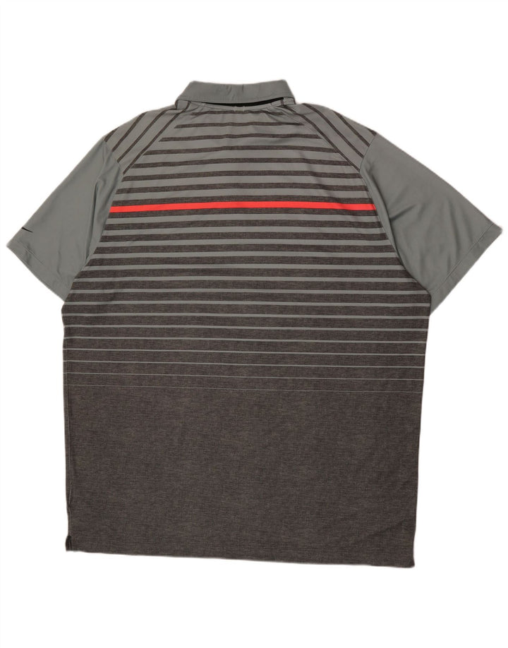 Nike Herren Dri Fit Poloshirt 2XL grau gestreift Polyester