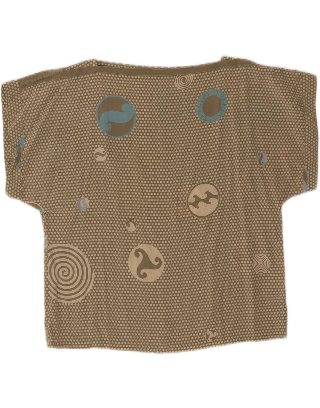 Vintage Damen T-Shirt Top UK 12 Mittelgrün gefleckt