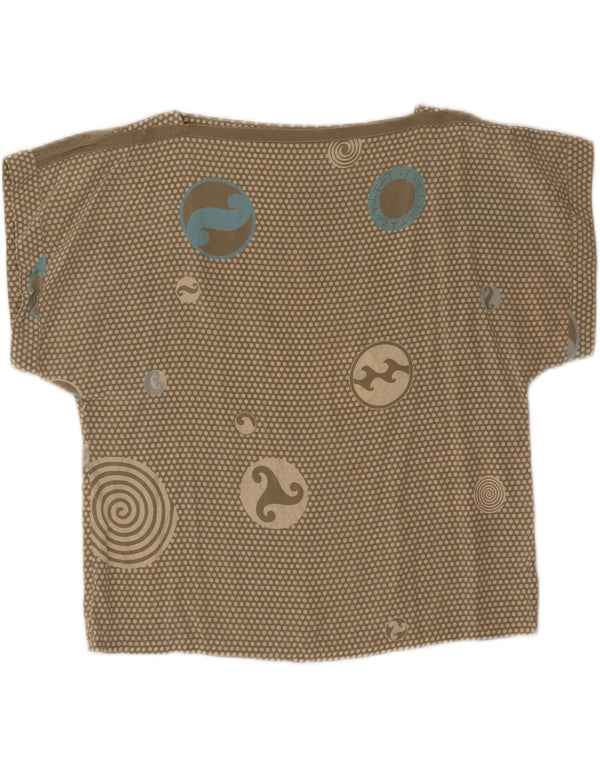 Vintage Damen T-Shirt Top UK 12 Mittelgrün gefleckt