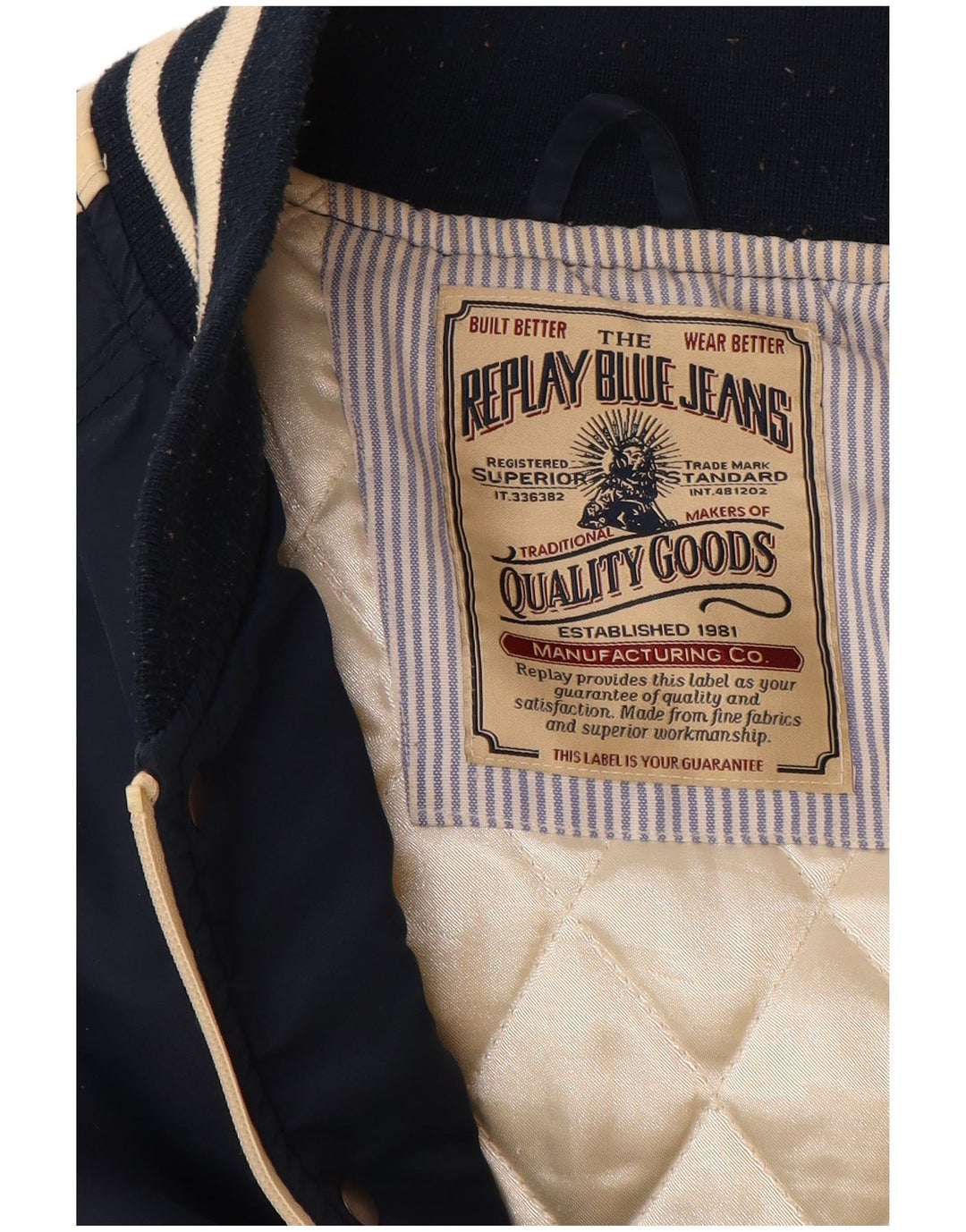 REPLAY Herren Graphic Varsity Jacke UK 38 Medium Navy Blue Colourblock