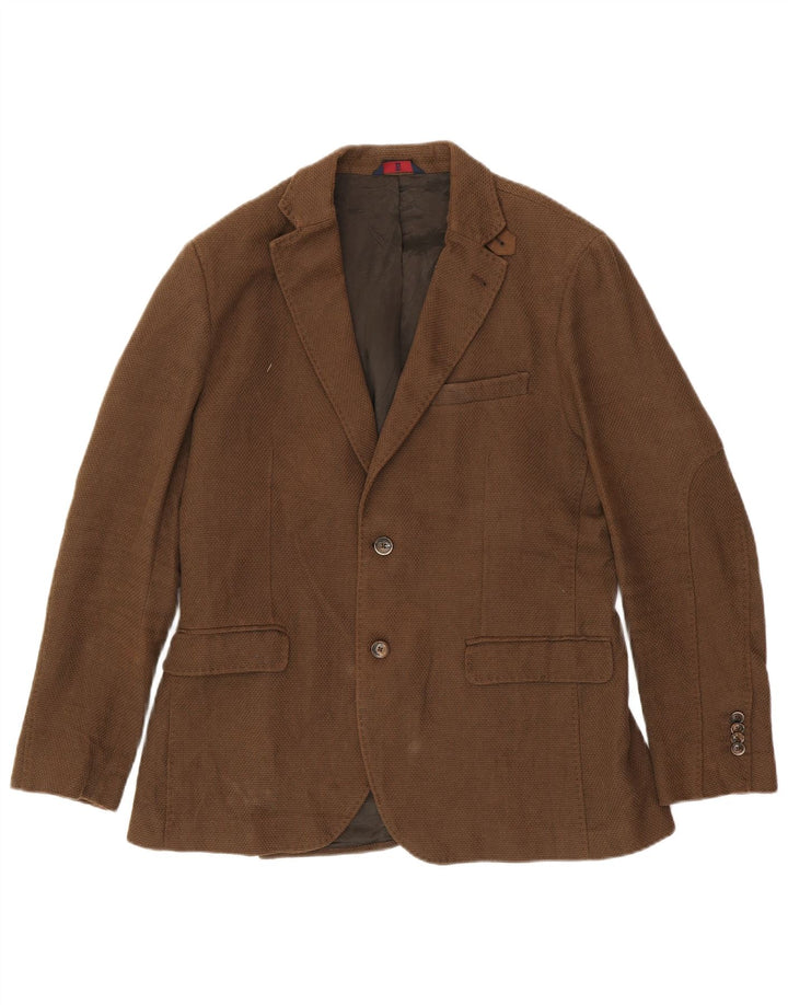 MASSIMO DUTTI Herren 2-Knopf-Blazerjacke UK 38 Mittelbraune Viskose