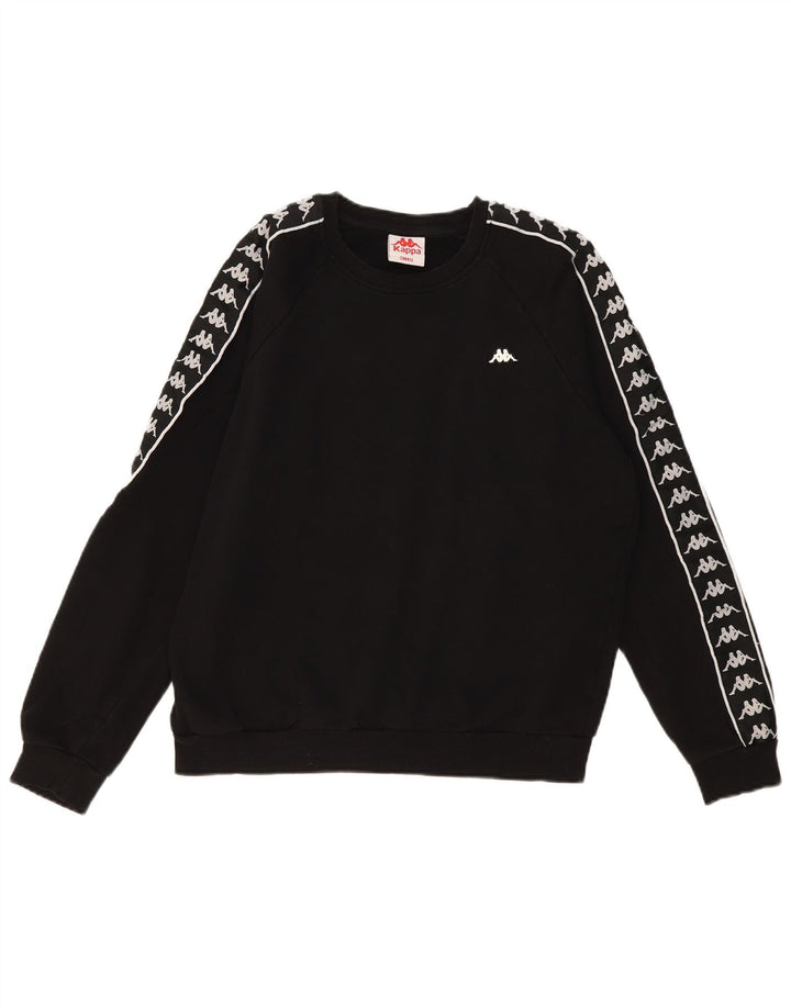 Kappa Herren Graphic Loose Fit Sweatshirt Pullover Small Schwarz Baumwolle