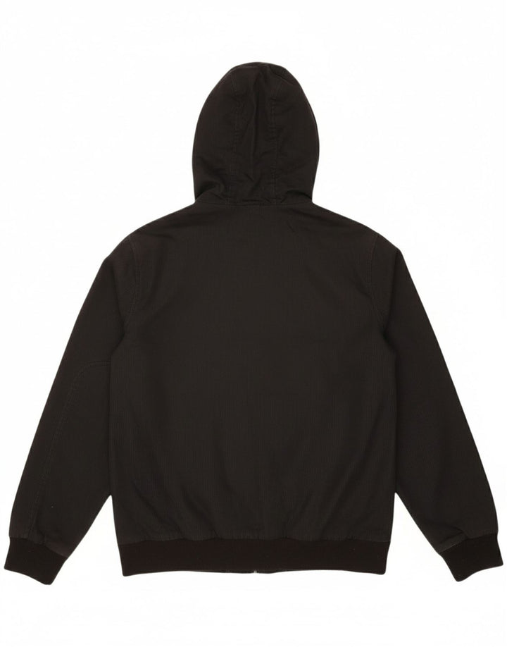 RIP CURL Mens Hooded Bomber Jacket UK 38 Medium Black Pinstripe Polyester