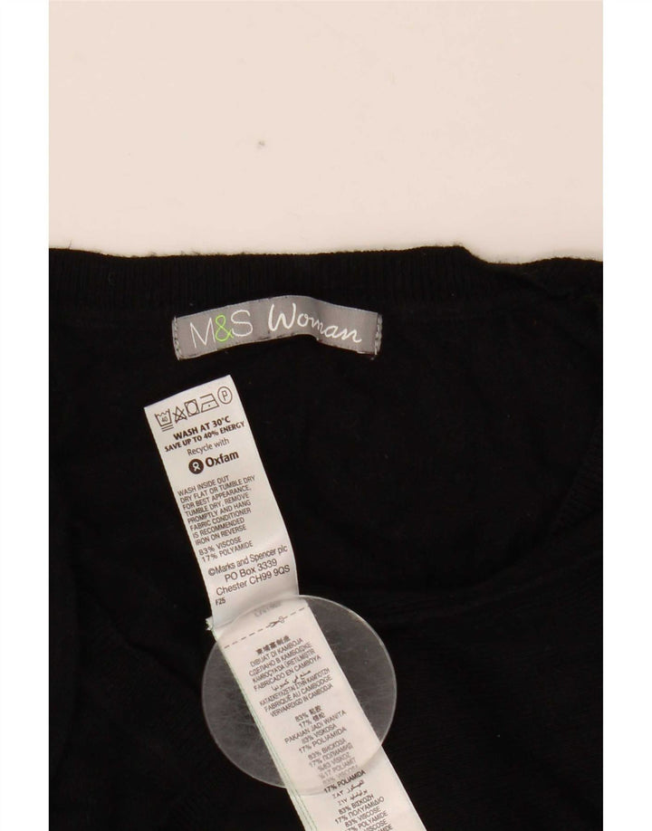 Marks & Spencer Damen Crop Pullover mit V-Ausschnitt, UK 12, Mittelschwarz