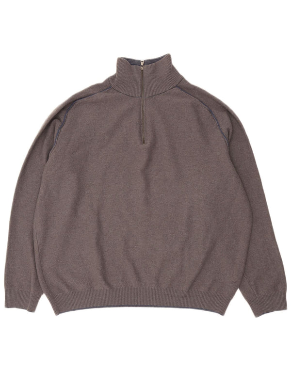 Hugo Boss Herren-Slim-Fit-Pullover mit Reißverschluss, 2XL, graue Schurwolle