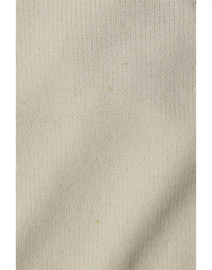 VINTAGE Womens Crop Crew Neck Jumper Sweater UK 14 Medium White Vintage Vintage and Second-Hand Vintage from Messina Hembry 