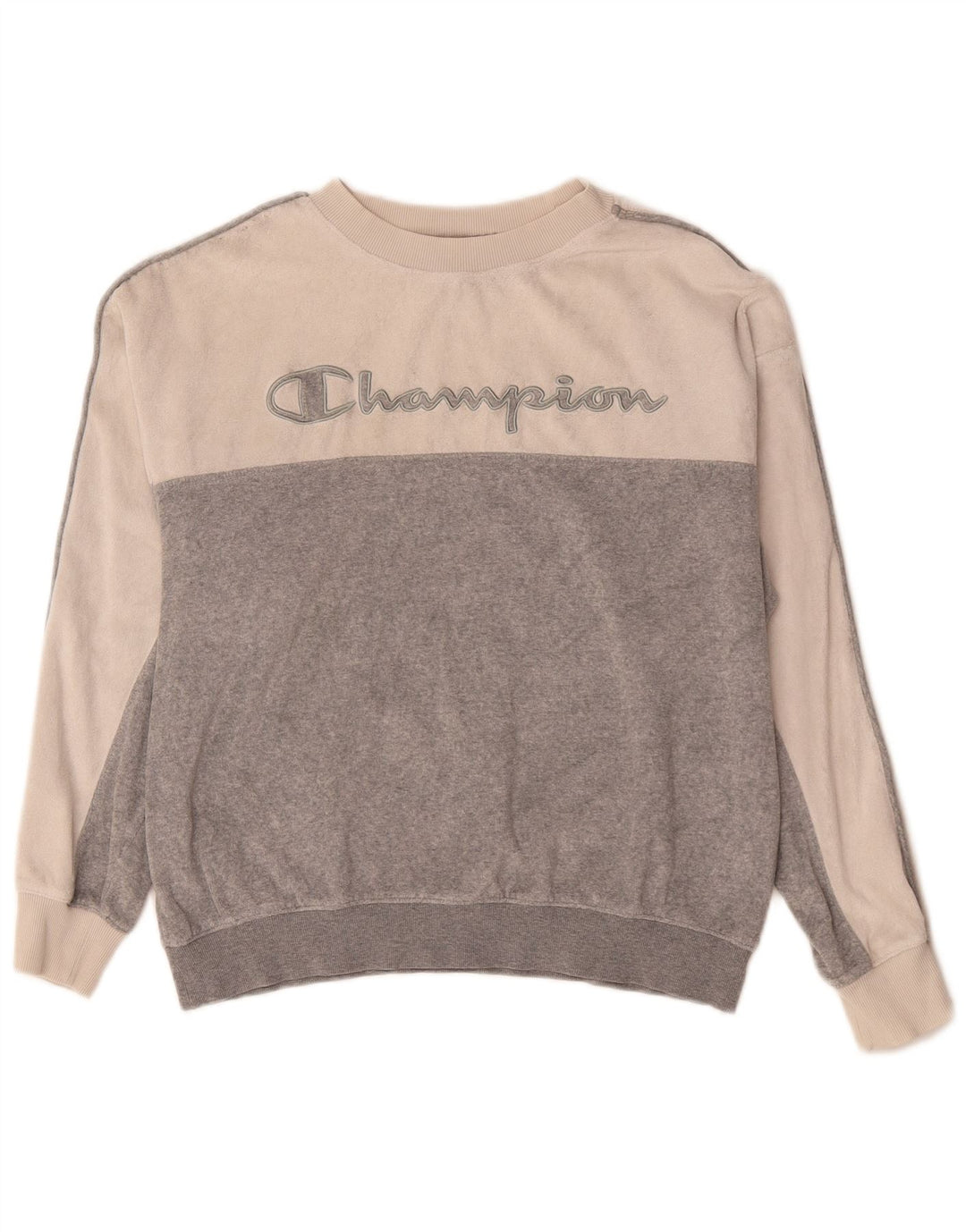 CHAMPION Grafik-Sweatshirtpullover für Damen, UK 14, Mittelgrau, Farbblock