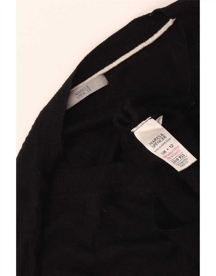 Marks & Spencer Damen Crop Pullover mit V-Ausschnitt, UK 12, Mittelschwarz