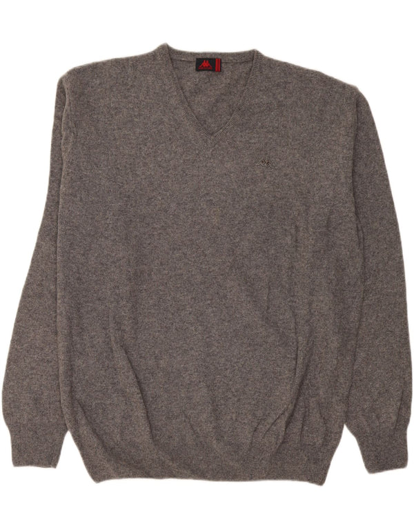 Kappa Herren-Pullover mit V-Ausschnitt, 3XL, graue Lammwolle