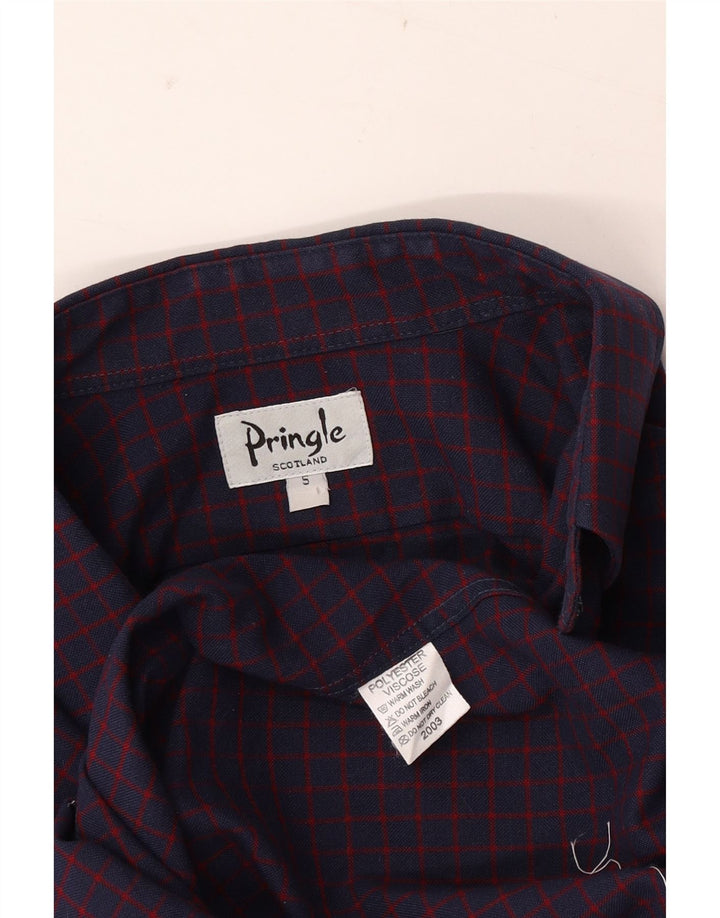 Pringle Herrenhemd, kleines violettes Gingham-Polyester
