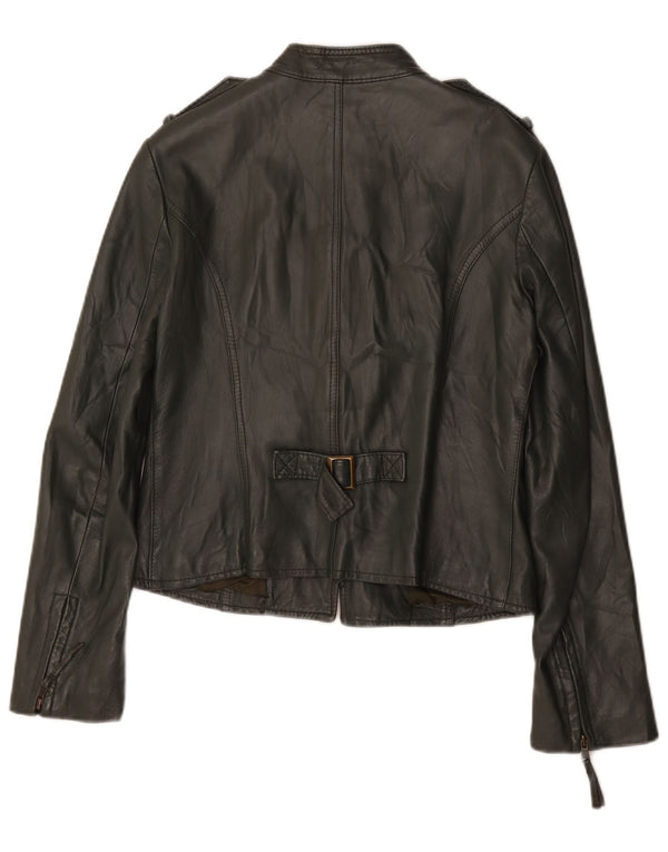 Sasch Damen Military Crop Lederjacke UK 14 Large Grün