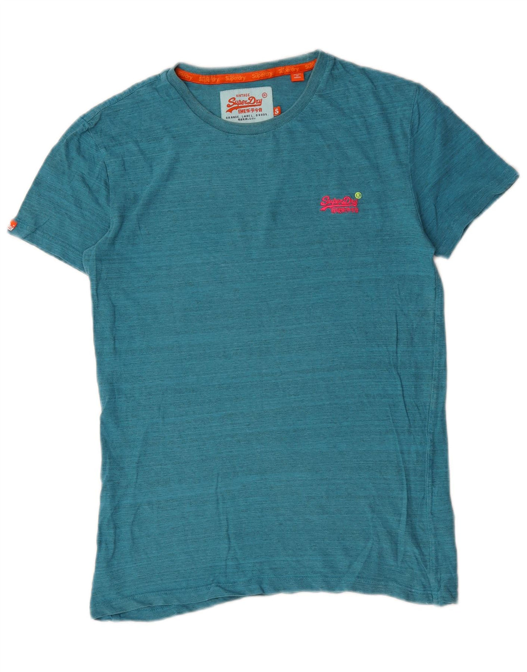 Superdry Herren-T-Shirt-Oberteil, kleine blaue Nadelstreifen-Baumwolle
